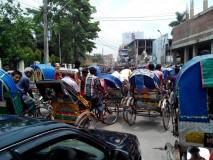 Bogra - traffic jam of Rickshaw